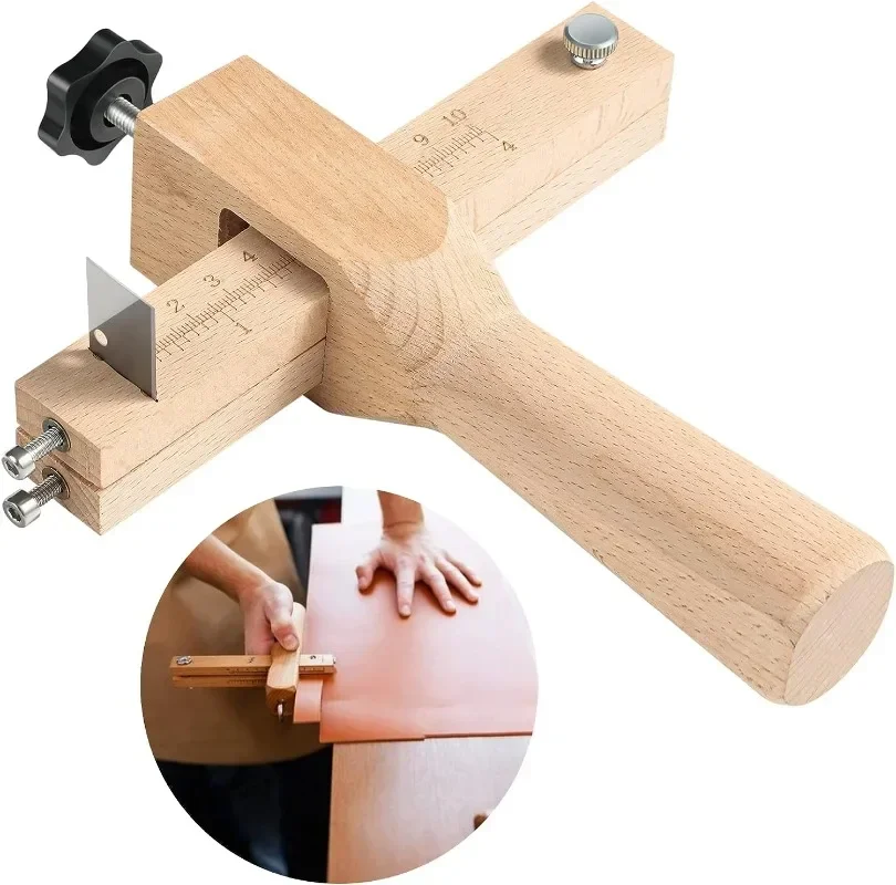 DIY Hand Cutting Tool  Adjustable with Blades  Leather Craft Cutter StrapLeather  Strap Cutter Strip Wood Leather Cutting Device