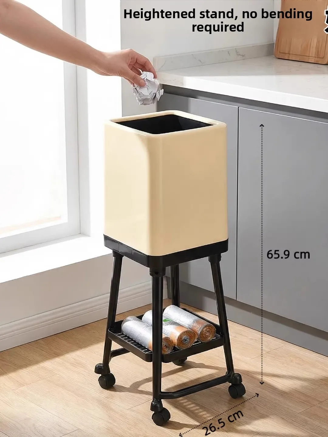 

Кухонное квадратное мусорное ведро большой емкости, не требующее наклона, с крышкой, высокой эстетической ценностью, для домашнего использования, мобильное, для пищевых отходов, специально для кухни