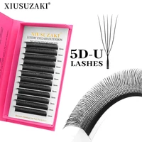 Extensiones de pestañas XIUSUZAKI U 5D W, negro mate, en forma de U, 5DW, pestañas en U, ventiladores de volumen prefabricados, pestañas postizas