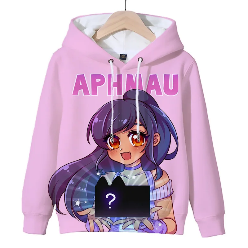 Sudadera con capucha de juego Aphmau para niños, sudaderas con capucha en 3D estampadas, Jersey Kawaii para niñas, Tops con capucha, ropa para niños