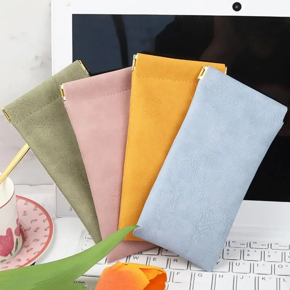 Glasses Bag Sunglasses MEN'S AND WOMEN'S Storage Set Elastic Plate Mouth Automatic Closing Glasses Storage Bag