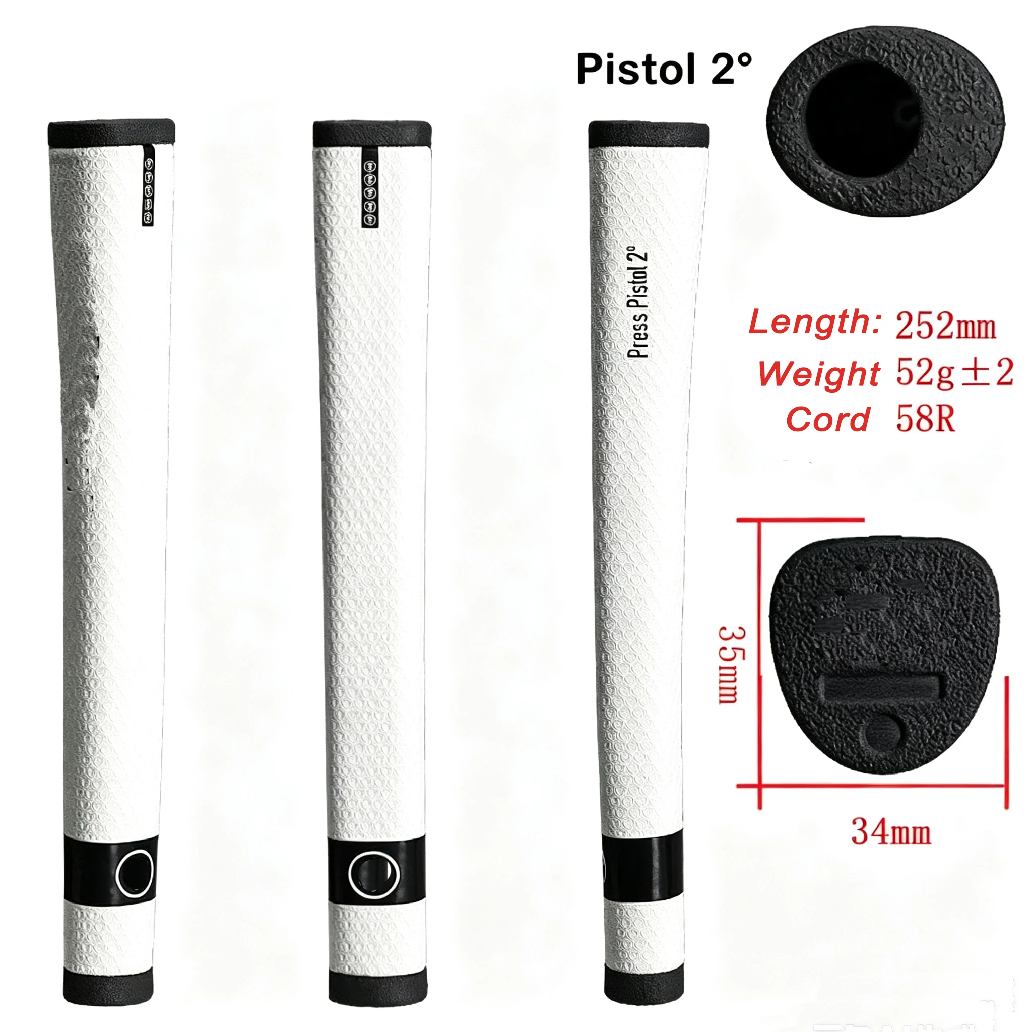 Golf Putter Grip Press Pistol 2 Degree Black and White Golf Putter Grips