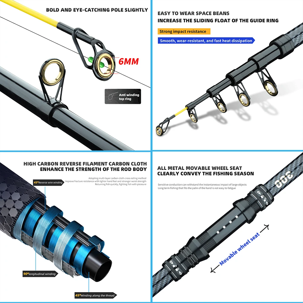 Caña telescópica surf GHOTDA – Carbono para spinning y carpa - imagen 4