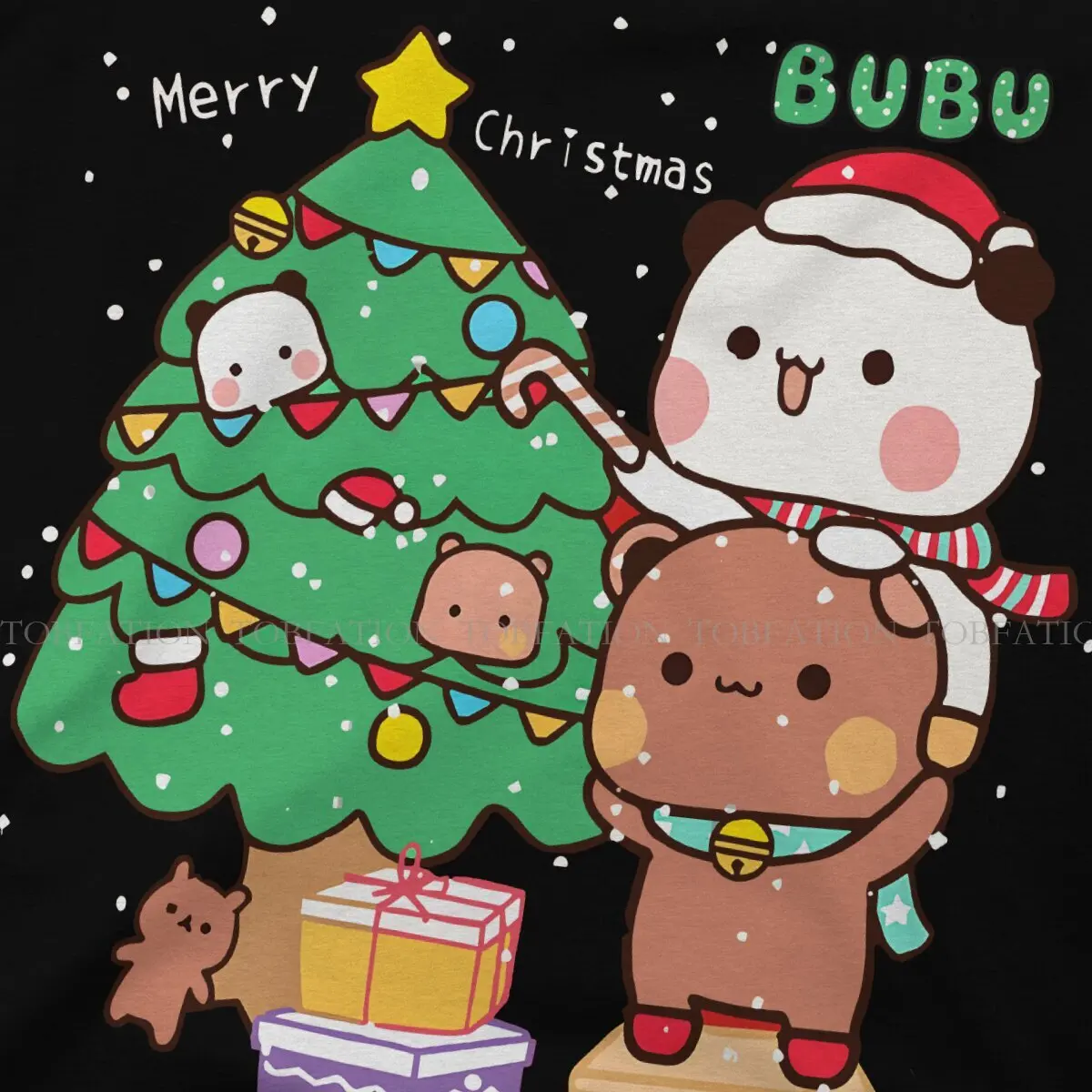 Bubu And Dudu Perfect Merry Christmas 100% Cotton T Shirt Vintage Homme Men\'s Tee Shirt O-Neck  Men Clothing