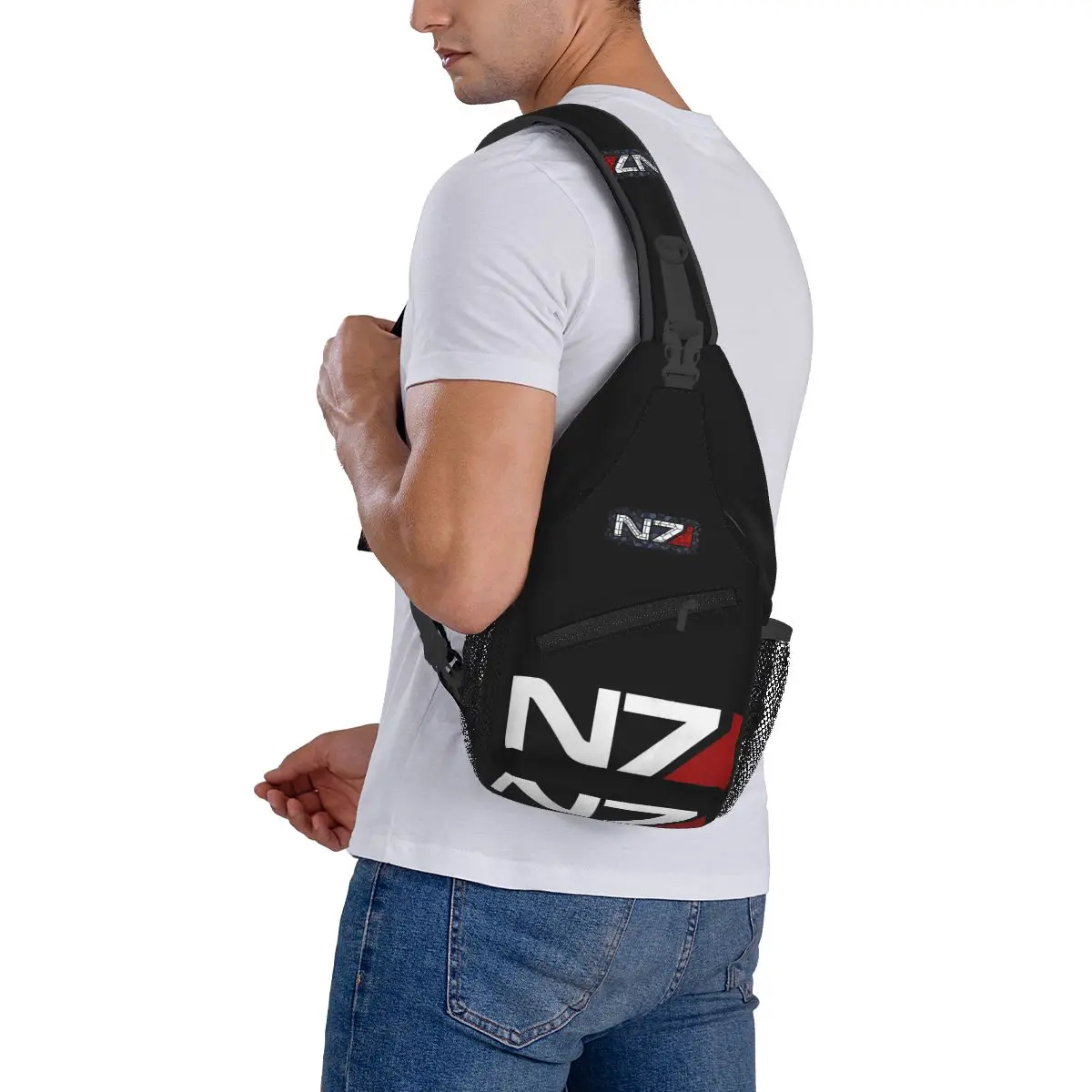 Mass Effect N7 Small Sling Bags Chest Crossbody Shoulder Backpack Travel Hiking Daypacks Casual Pack