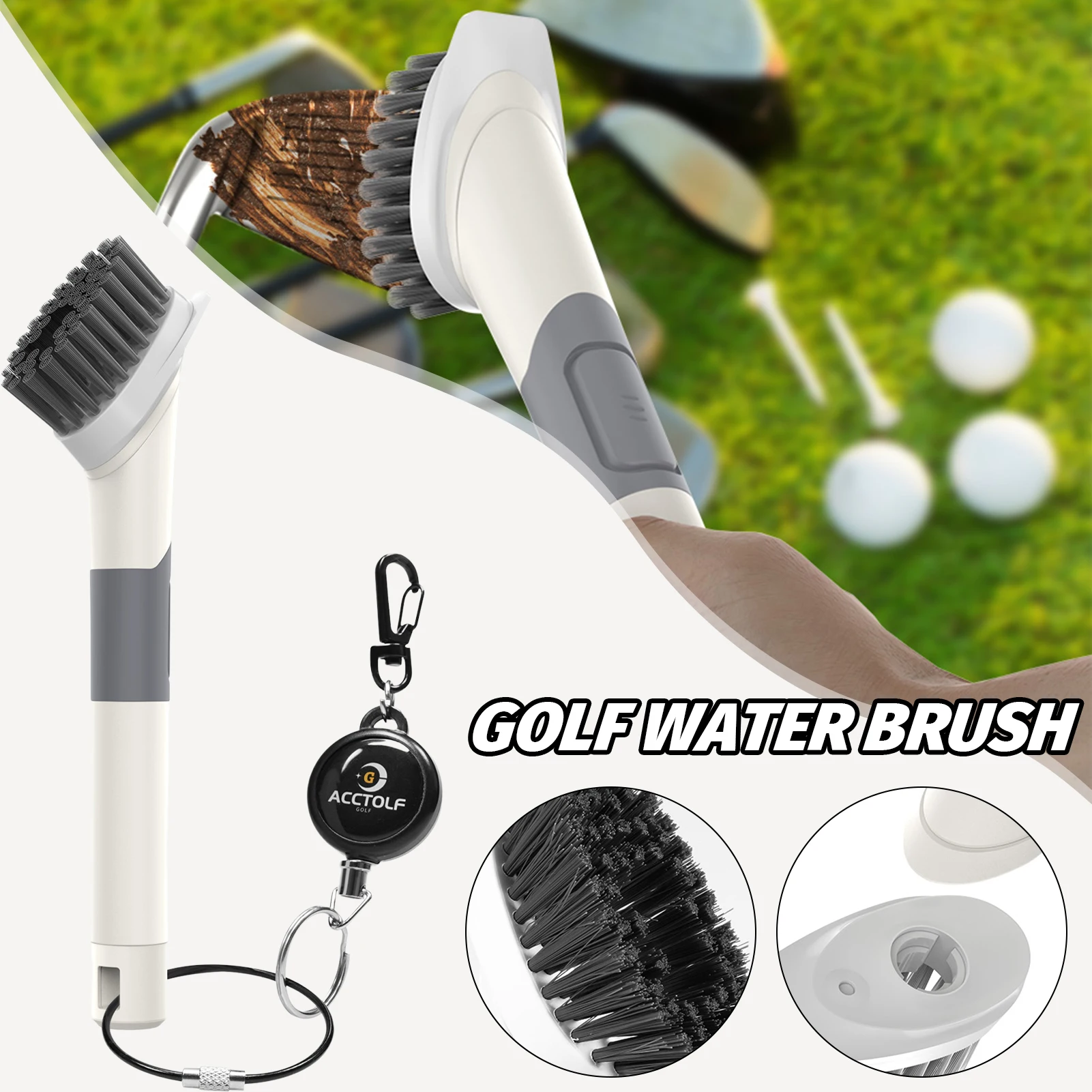 Golf Club Brush Portable Golf Club Cleaning Brush With Leakproof Water Storage Pipe Golf Brush And Groove Cleaner With Zip-line