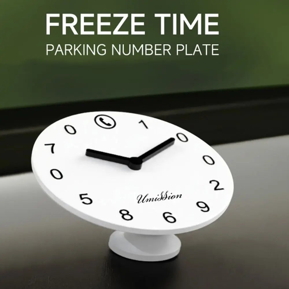 

Creative Temporary Parking Card Clock Shape Black/White Phone Number Plate Park Stop Sign Simple Car Temporary Stop Sign