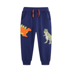 Jumping Meters 2-7T  Boys Sweatpants Dinosaurs Applique Embroidery Full Length Children's Clothes Drawstring Kids Trousers