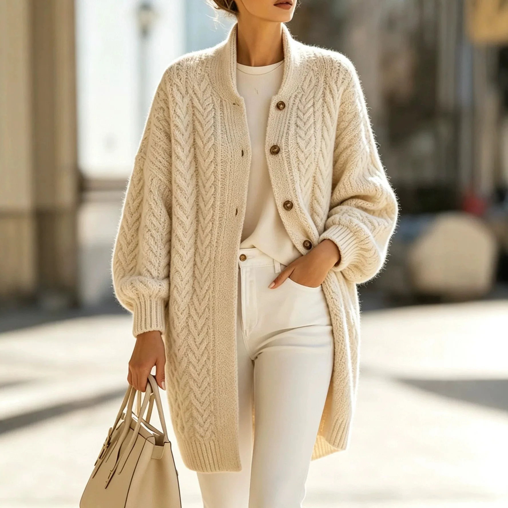 2026 New Autumn. And Winter Sweater Women's Cable Knit Mid-length Cardigan. Women's Clothing Summer Dresses 2026 Y2k、 Prom
