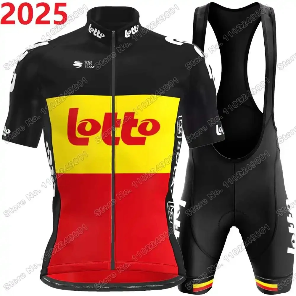 2025 Pro Team Cycling Jersey Set Belgium Cycling Clothing Men's Short Sleeve Kit Road Bike Shirts Suit Bicycle Bib Shorts
