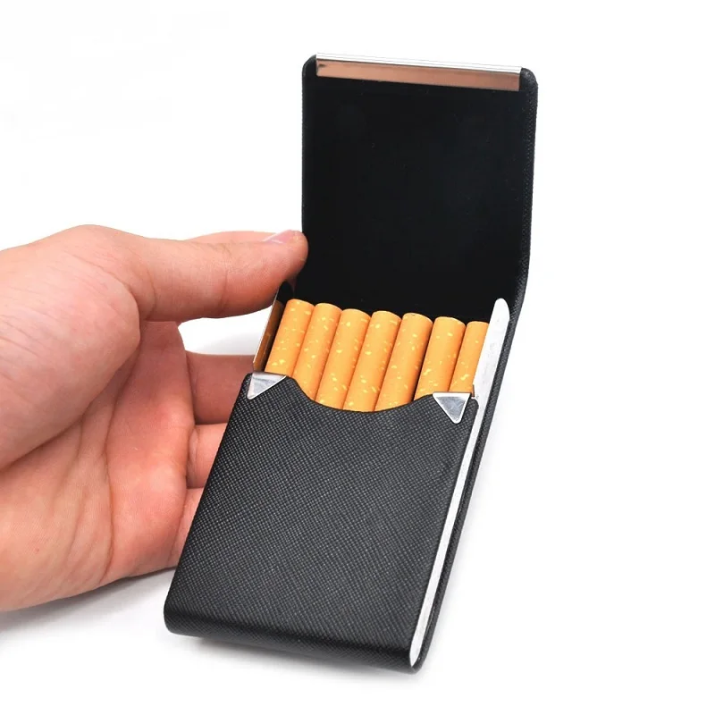 Smoking Accessories Cigarette Case 1 PC Cigar Storage Box Stainless Steel Multifunction Card Cases PU Tobacco Holder