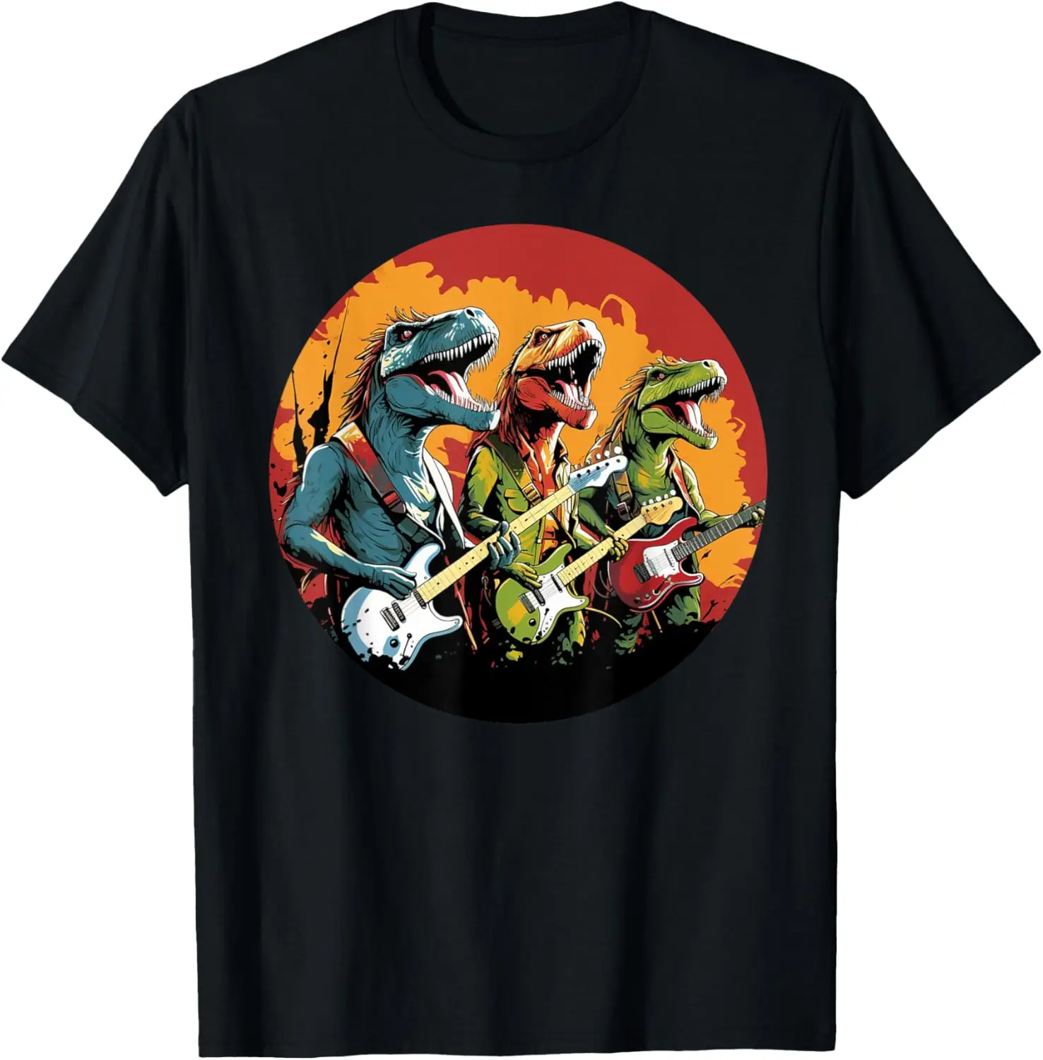 Cool T Rex Dinosaurs Musical Band for electric Guitars Fans T-Shirt