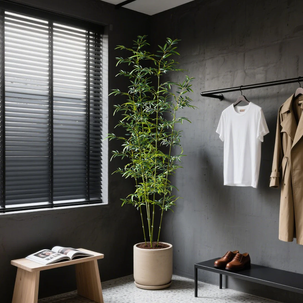 160-270 cm große künstliche Bambuspflanzen, künstliche Palme, Plastik-Bambusa-Blätter, tropischer Monstera-Baum für Haus, Garten, Laden, Dekoration – Detail 2