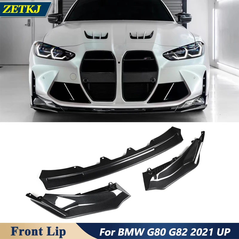 ZETKJ High Quality Carbon Fiber Dry Carbon Durable Body Kit V Style Front Lip For BMW G80 G82 2021 UP