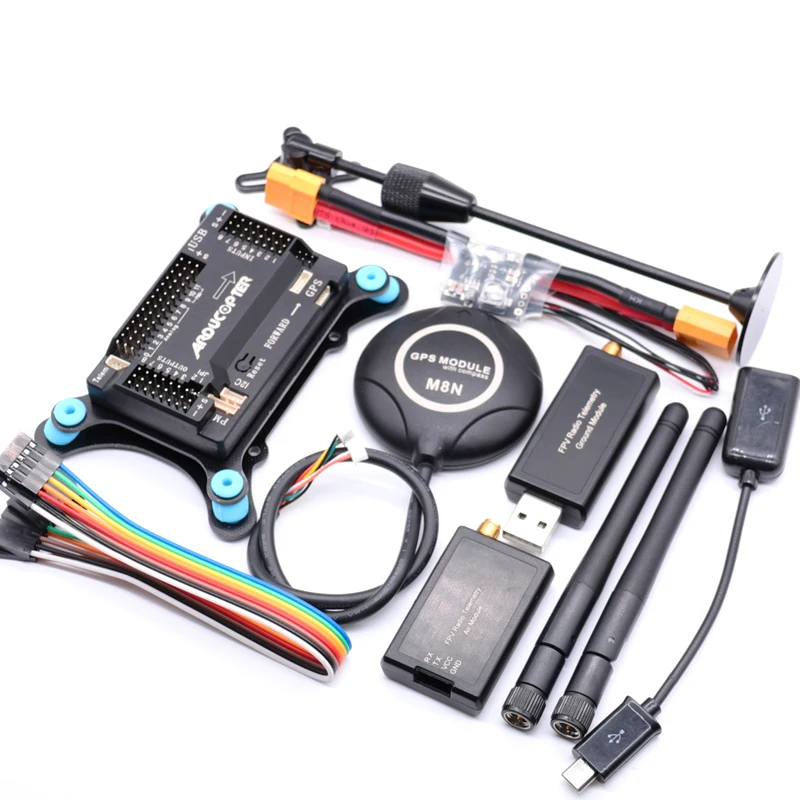 APM2.8 APM 2.8 flight controller+M8N GPS +power module+gps stand+shock absorber + Radio Telemetry for RC Quadcopter Multicopter