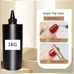 1000ML Super Shiny Top Coat Nail Art Gel Varnish Semi Permanent Soak Off No Wipe UV Gel Varnish Shining Clear Top Coat