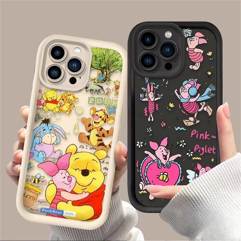 Disney Winnie The Pooh Piglet Case For iPhone 16 15 14 13 12 11 Mini Pro Max XR XS Max 7 8 Plus Phone Case Silicone Soft Covers