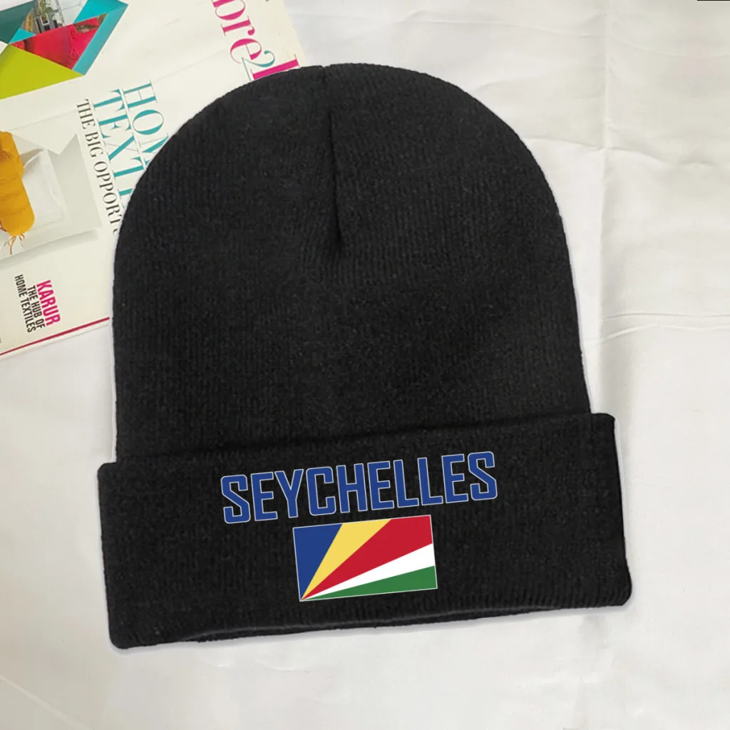 SEYCHELLES Country Flag Top Print Men Women Unisex Knitted Hat Winter Autumn Beanie Cap Warm Bonnet