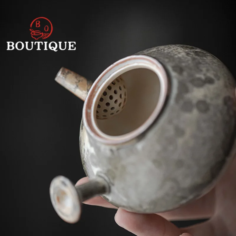 Japanese Ink Wood-fired Porcelain Teapot Elegant Pot Household Tea Brewing Kettle with Ball Hole Teaware Accessories Ornaments