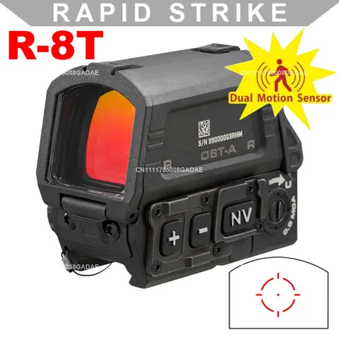 R-8T Compact Red Dot Sight Rifle Reflex Holographic Optic Sight Scope Motion Sensing/NV Function for Tactical Picatinny Rail