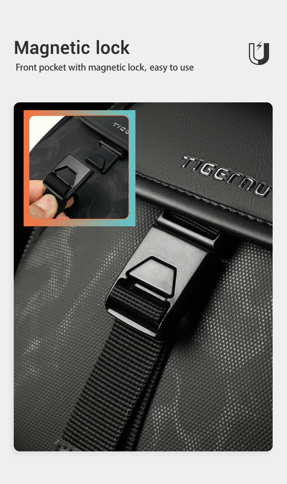 Tigernu Männer Mode Schulter Taschen Für Männer 9,7 11 zoll Ipad Tasche Brust Pack Männer Wasserdichte Große Kapazität Umhängetaschen mini Taschen – Detail 7