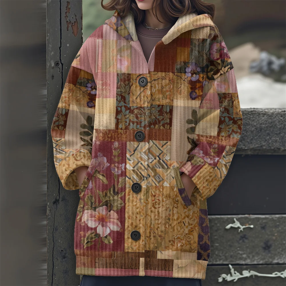 수채화 꽃 캐주얼 여성용 스웨터 꽃잎 패턴 여성용 스웨터 열대 식물과 꽃 후드 스웨터