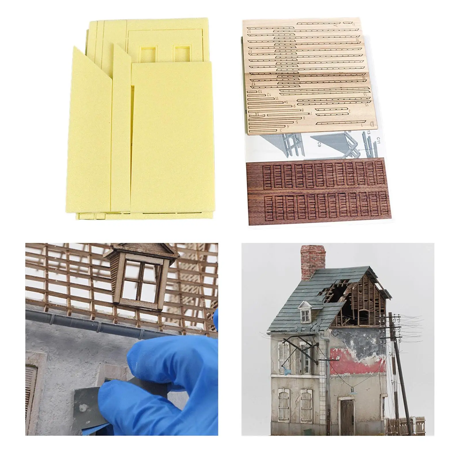 Kit de modèle de construction de maison en ruine, démontage, mise en page de puzzles 3D, style européen pour paysage, 1/35