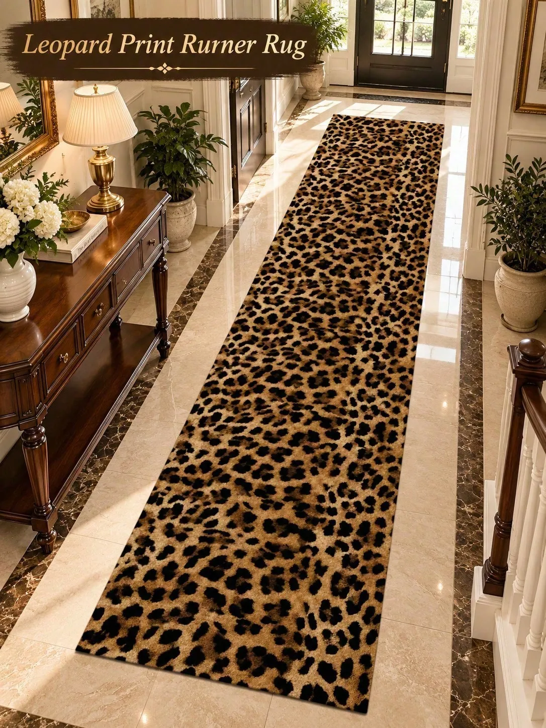Leopard Aisle Runners Animal Spot Runner Rugs Long Carpet Hallway Floor Mat for Entryway Kitchen Laundry Room Bedroom Living Room Closet Corridor Passage Home Decor Housewarming Birthday Anniversary Thanksgiving Christmas Gift for Women Family