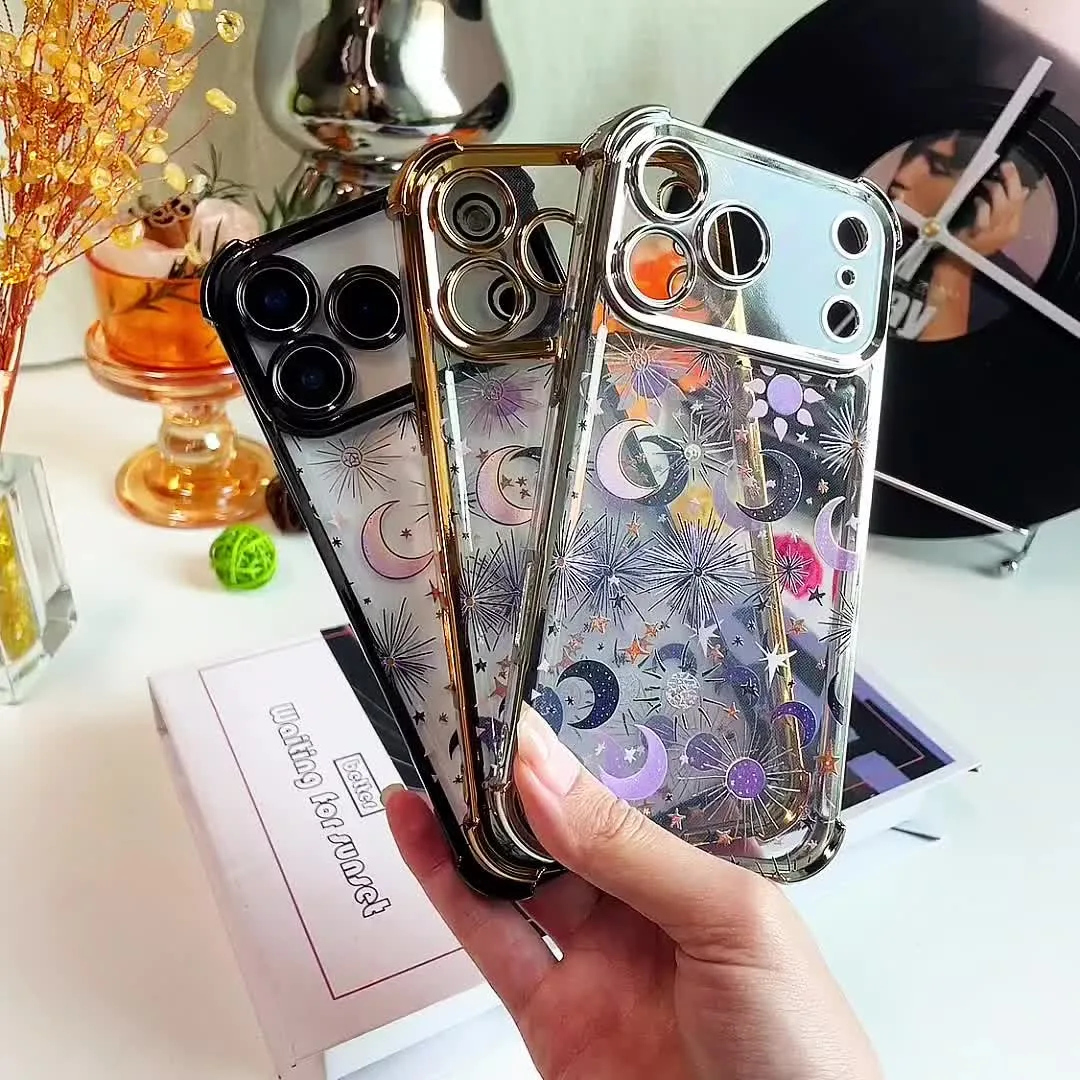 Stars Moon Phone Case For iPhone 17 Air 16 15 14 11 Pro Max 13 12 Mini X 7 8 Plus Shockproof Transparent Cover