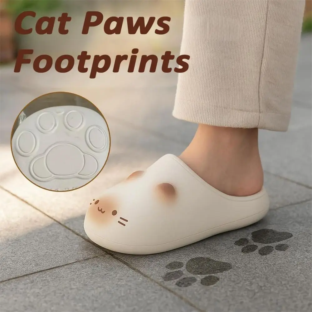 New Waterproof Cat Slippers Bottom Cat Paw Warm Cat Paw Slippers Wool Heightening Closed Toe Slipper Outdoor Indoor view 4