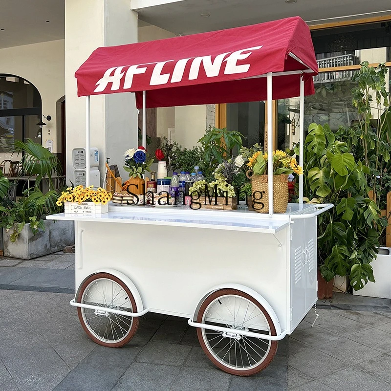 

FG Outdoor Mobile Park Flower Stall Snack Car Coffee Milk Tea Cake Shop Stall Car