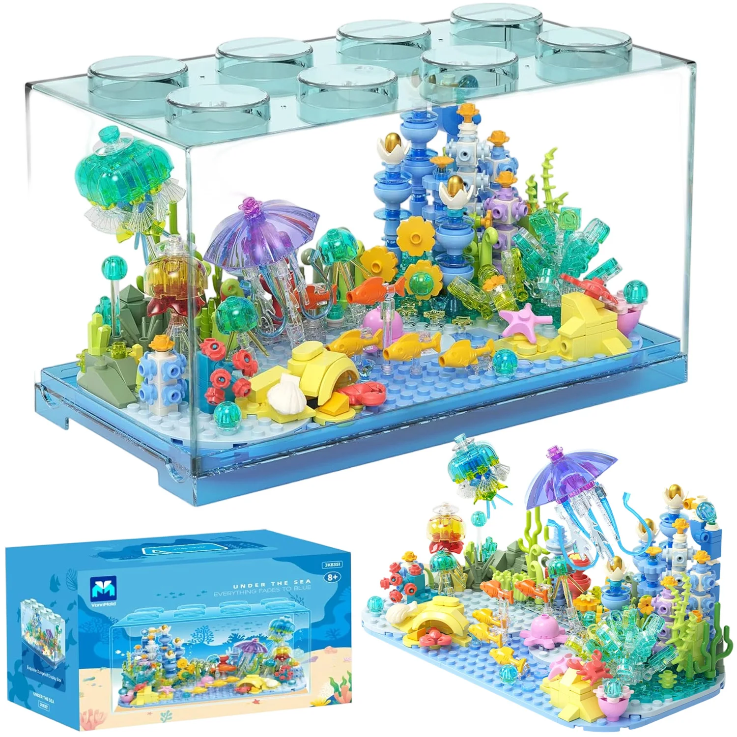 589-teiliger Aquarium-Bausatz |   Unterwasserwelt DIY-Set mit Meerblauem Licht