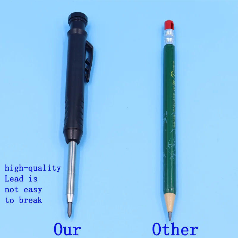 Imagem -03 - Carpenter Pencils Black Red Yellow Leads Construction For Cement Wood Metal 2.8 Mechanical Automatic Pencil Retractable Refill