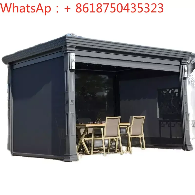 Outdoor aluminum alloy pavilion villa courtyard garden four corner pavilion outdoor terrace modern new Chinese electric pavilion