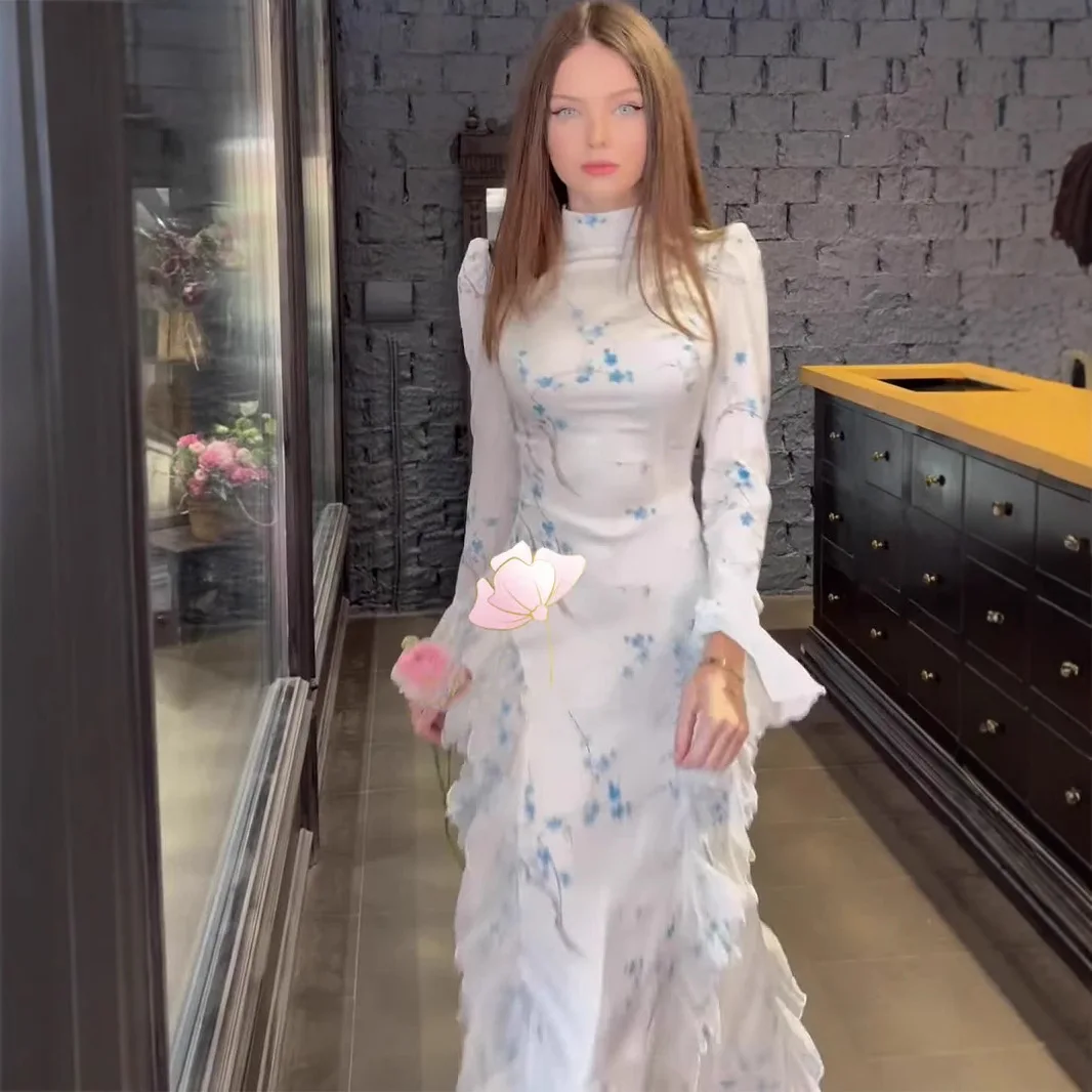 

Ид вечерние платья женское платье Абая сладкий принт мусульманский Рамадан Джалабия Дубай длинный халат марокко кафтан Vestidos Largos осень