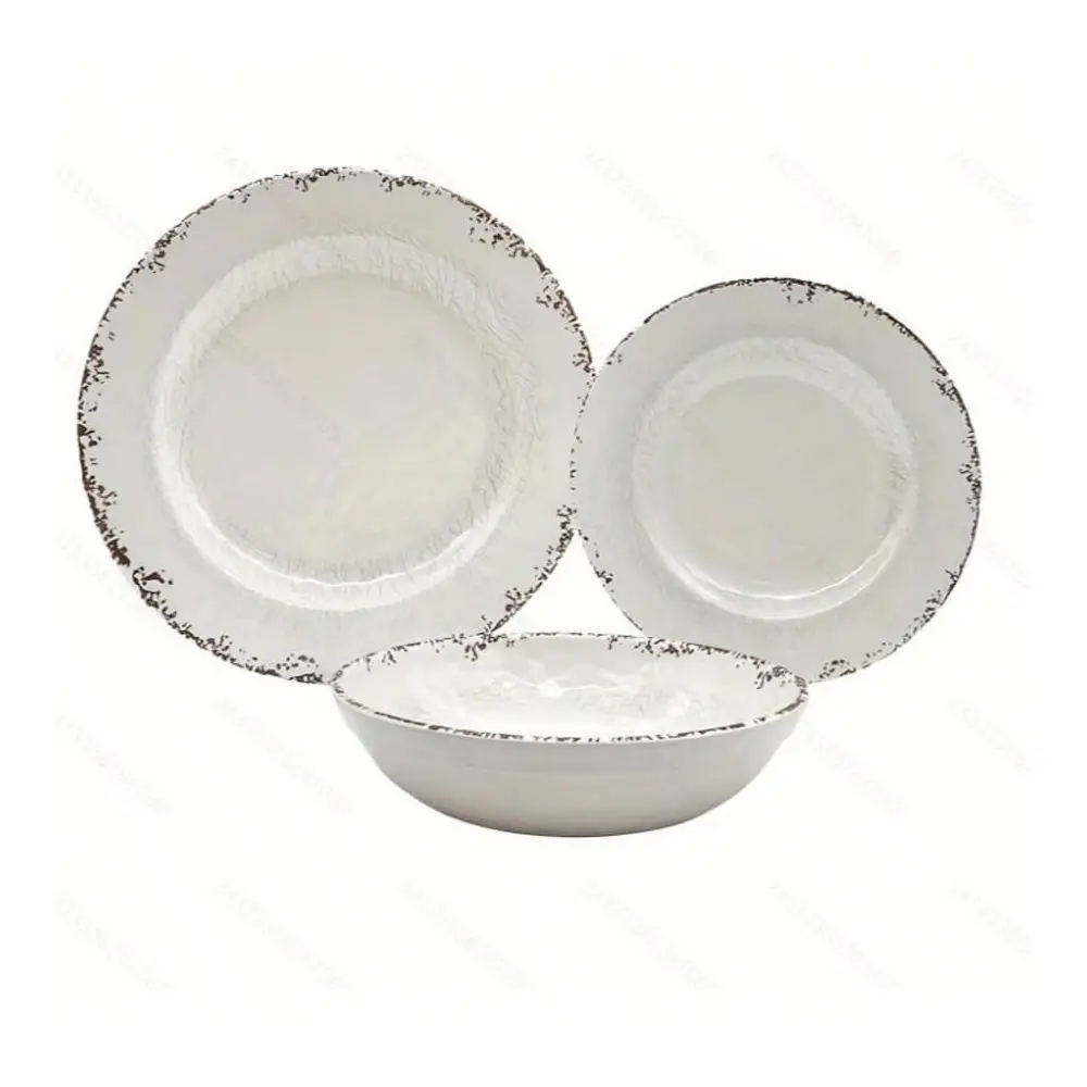 

Ice Crack Glaze Ceramic Dinnerware 3Piece Set Large Plate Small Plate Bowl