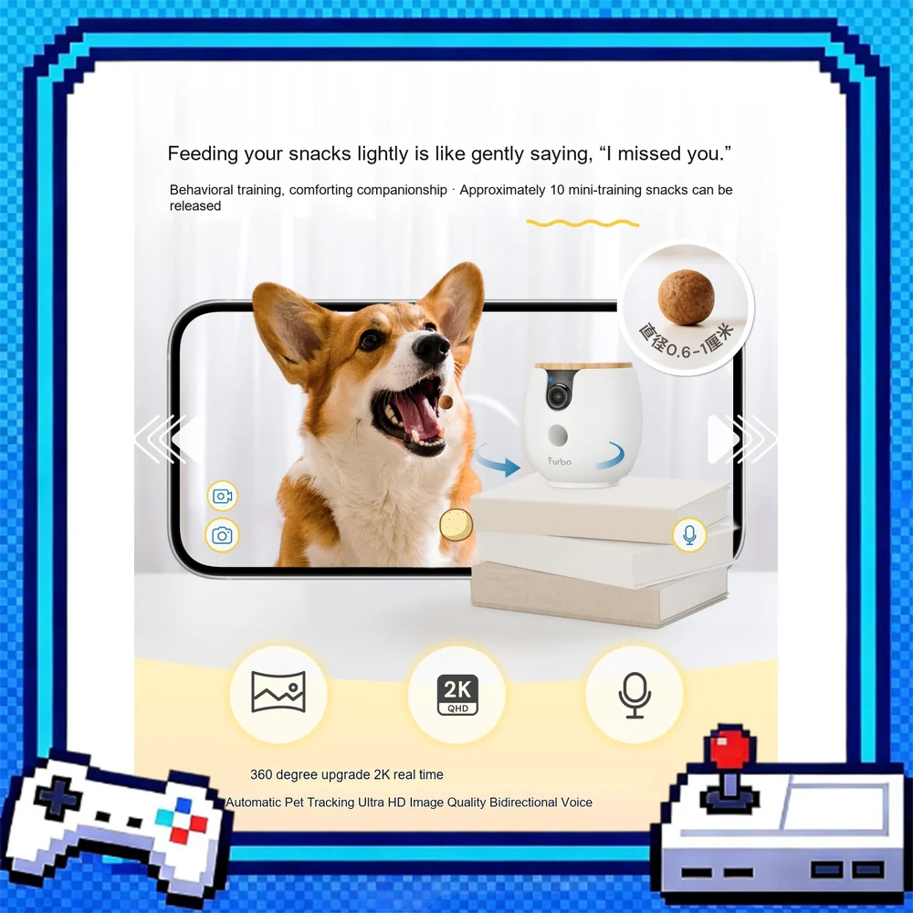 Furbo Mini 360 Pet Camera AI Smart Monitor for Cats and Dogs Two-Way Audio Treat Tossing Motion Tracking Home Security Camera