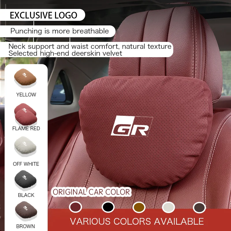 

For for Toyota GR Logo Prado Corolla CHR Rav4 Accessories Hybrid Accessories Car Neck Pillow Seat Headrest Lumbar Spine Protect