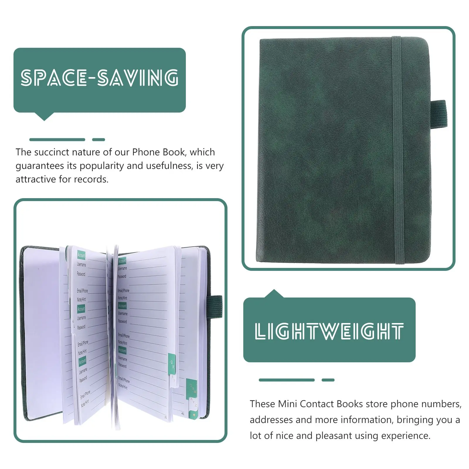 Mini Address Book Gray Black Portable Notebook for Phone Numbers Pocket ganizer Index Pages Bindings Home Office Use