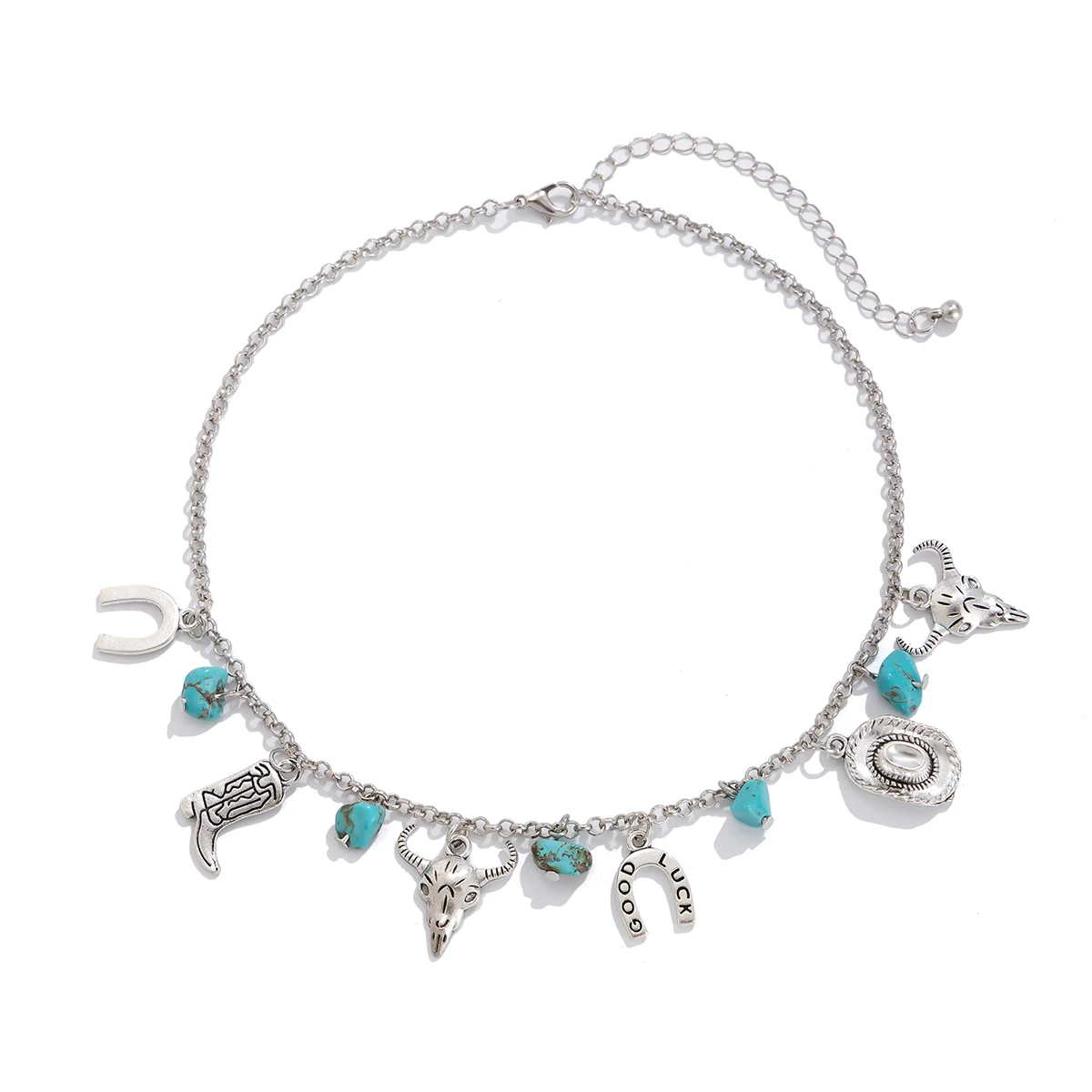 Ingemark Vintage Silver Color Love Heart Pendant Choker Necklace for Women Goth Animal Stone Chain Aesthetic Party Jewelry Set
