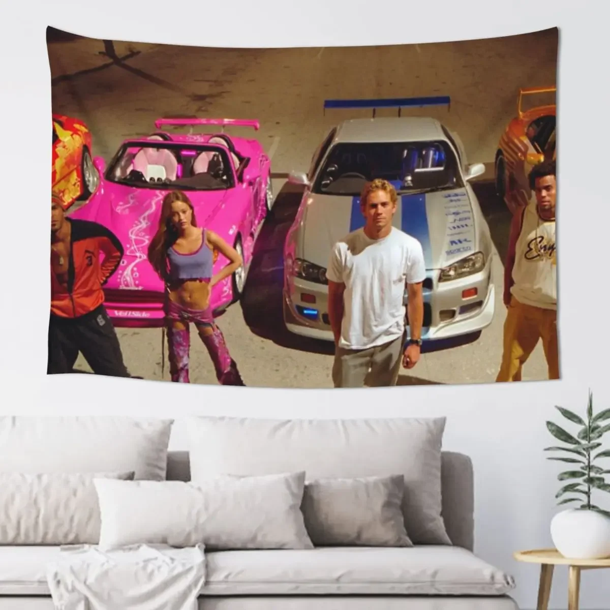 

FAST AND FURIOUS RACE CAR SCENE Tapestry Funny Decorations For Room Tapestry