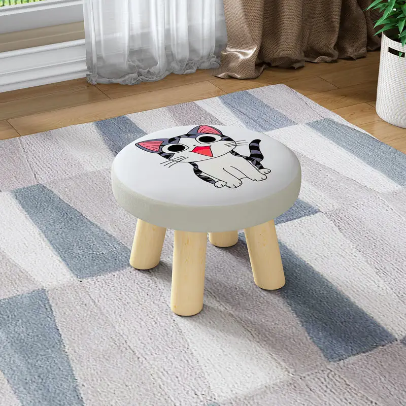 Fabric Small Stool, Solid Wood Small Stool, Sofa Stool, Coffee Table Stool, Home Shoe Changing Stool, Children\'s Bench