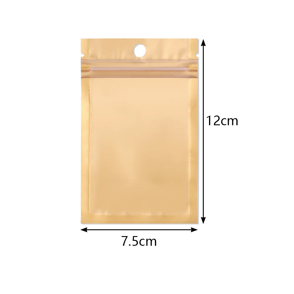 20-50 teile/los Gold Farbe Zip Lock Taschen Beutel kosmetische Kunststoff Laser Reiß verschluss Kunststoff Einzelhandel Verpackung Poly Beutel Druck verschluss Taschen