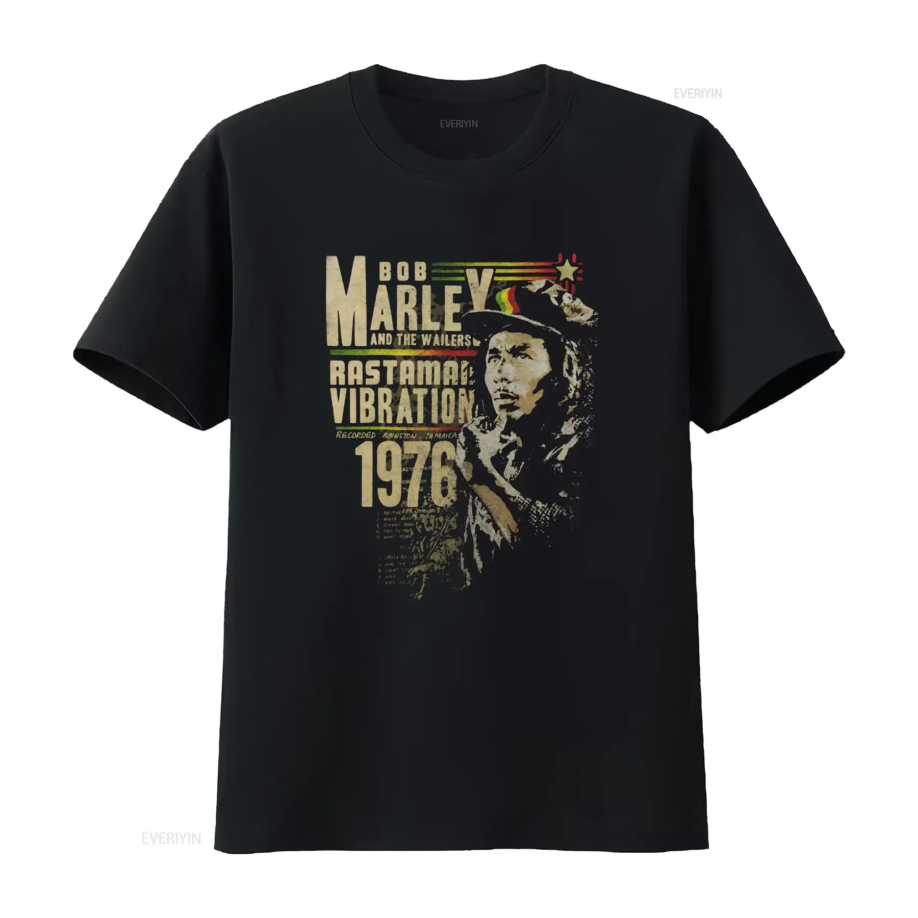 

Футболка Bob Marley rastaman с вибрацией 1976, винтажная винтажная стираная дизайнерская одежда унисекс, растянутая, слегка мягкая, повседневная