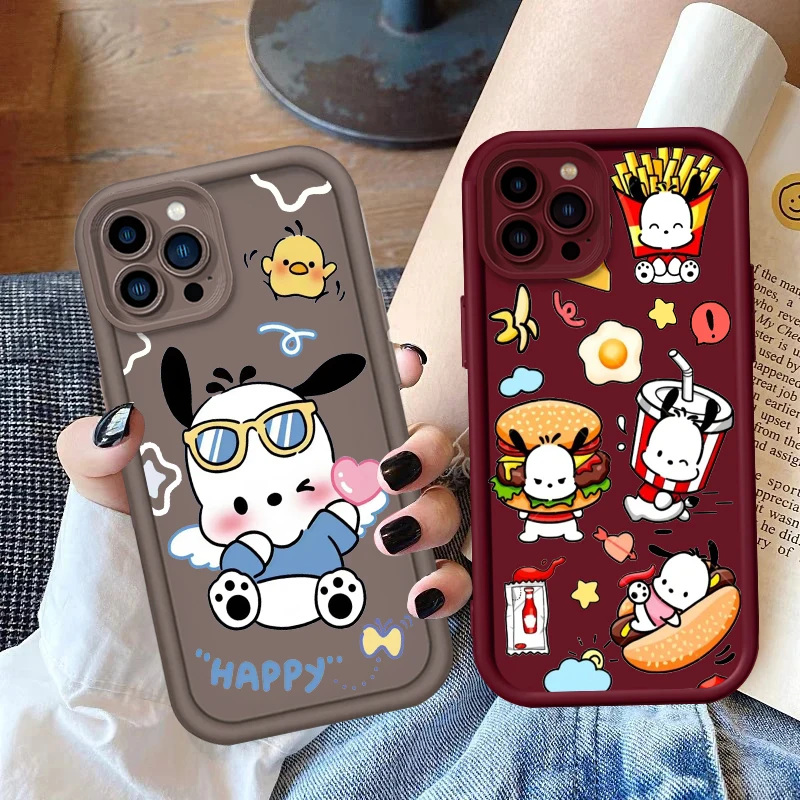 Pochacco Sanrio Cute Cartoon Eye Ladder For Apple iPhone 15 14 13 12 11 XS XR X Pro Max Plus Back Phone Case