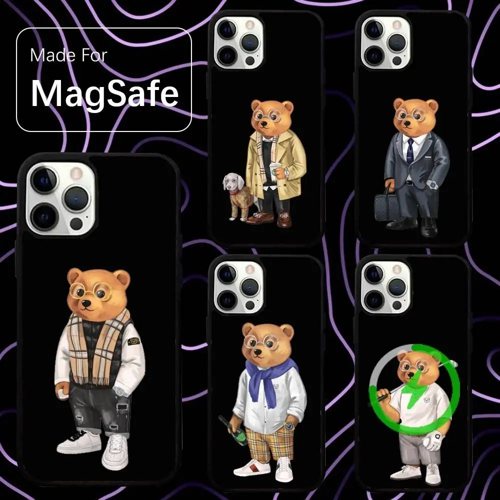 

Fashion B-Baron Filou Bear Phone Case For iPhone 16,15,14,13,12,11,Pro,Max,Plus,Mini,SE New Magsafe Magnetic Wireless Charging