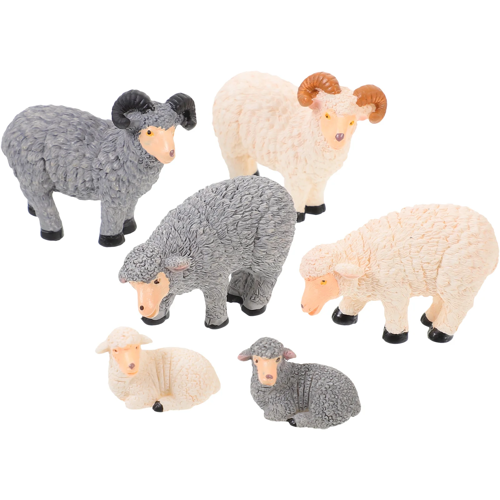 6 قطعة ديكورات المناظر الطبيعية الصغيرة تماثيل حديقة مصغرة من راتنج الأغنام للمنزل والمكتب وغرفة المعيشة ديكور الحديقة الخارجية #5