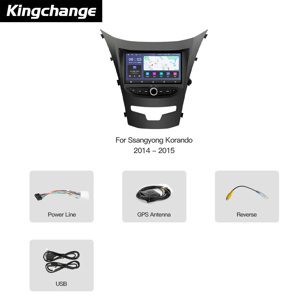 KingChange-7インチマルチメディアプレーヤー,カーラジオ,ステレオ,Android 12,GPSナビゲーション,swc,dsp,ssangyong korandoに適合,2014-2015