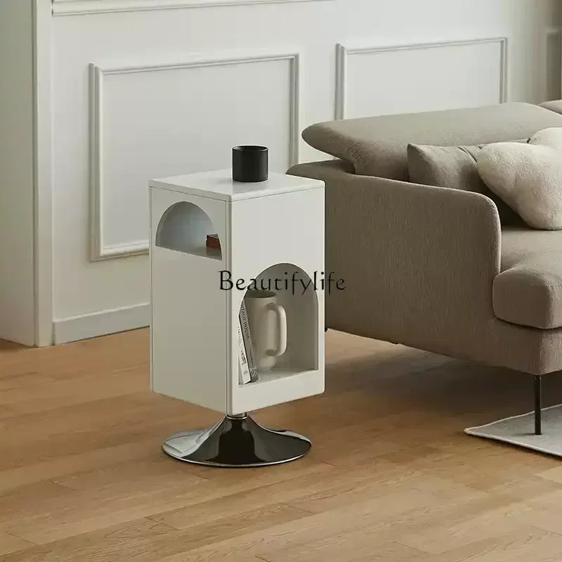 

*Classic side several original medium and ancient style white paint arch small rotating storage bedside table