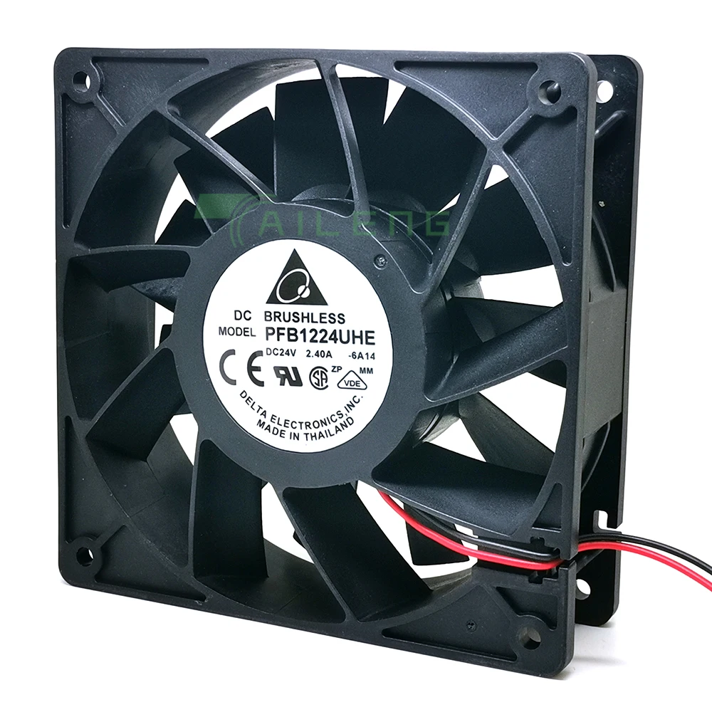 Ventilador de refrigeração para Delta PFB1224UHE, 6A14, 6A14, 12cm, 12038, 120x120x38mm, 2 fios, DC, 24V, 2.40A, Volume de vento